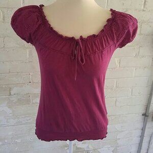 Decree fuchsia short sleeve peasant blouse size small
